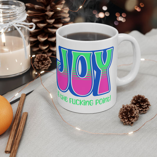 Blue Pink Green Joy Ceramic Mug, (11oz, 15oz)