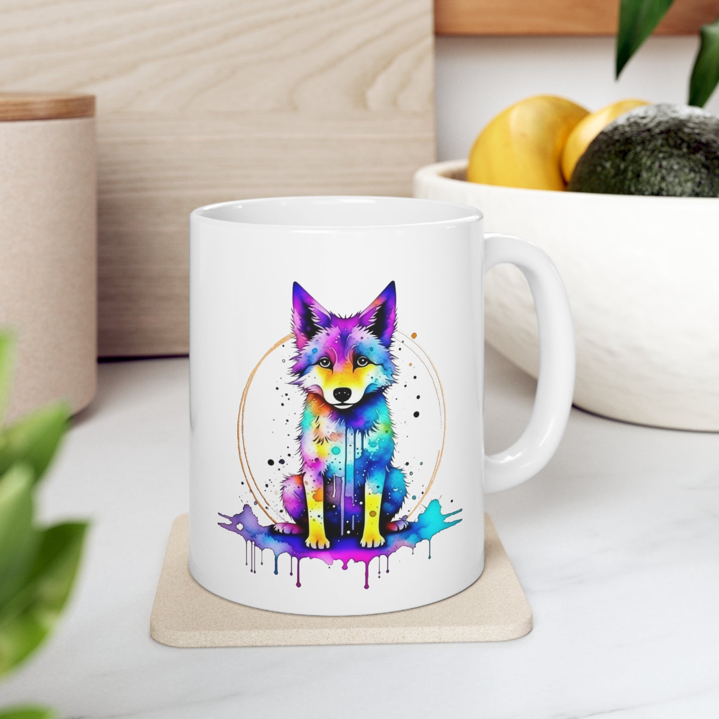 Vibrant Wolf Ceramic Mug 11oz