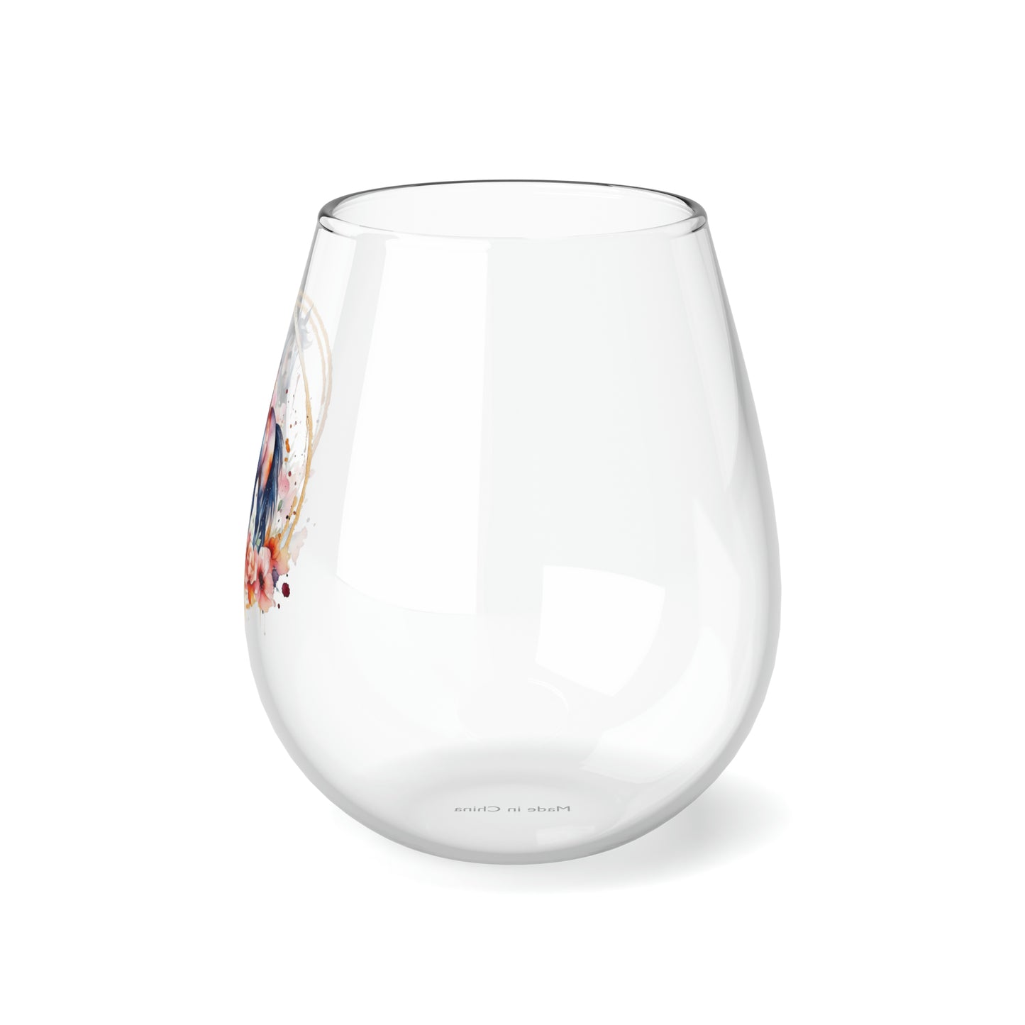 Golden Horse Stemless Wine Glass, 11.75oz