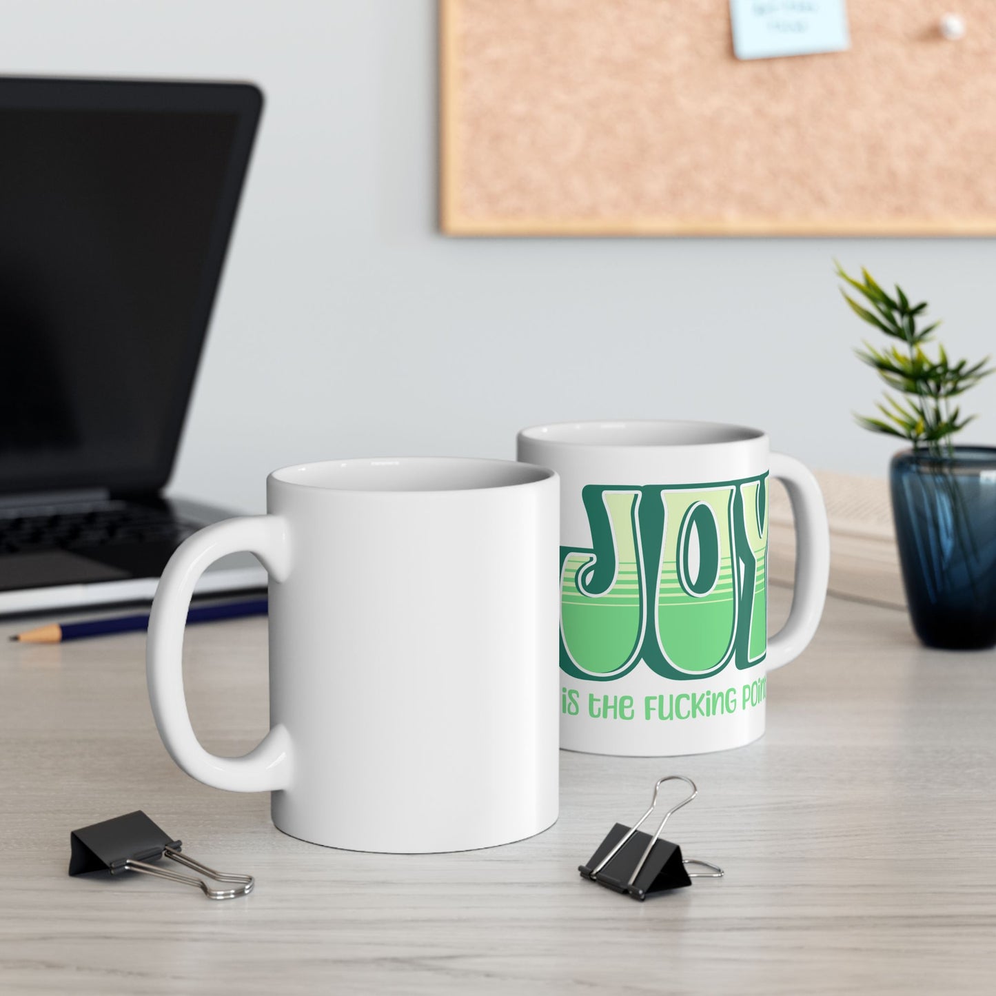 Green Green Yellow Joy Ceramic Mug, (11oz, 15oz)
