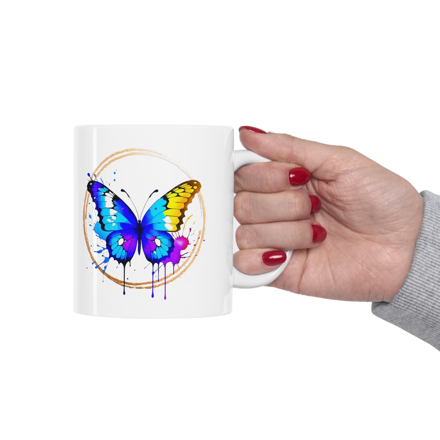 Vibrant Butterfly Ceramic Mug 11oz