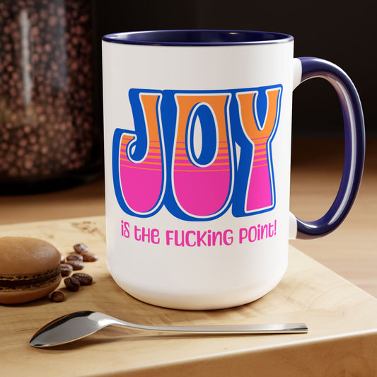 Blue Pink Orange Joy Two-Tone Mug, 15oz