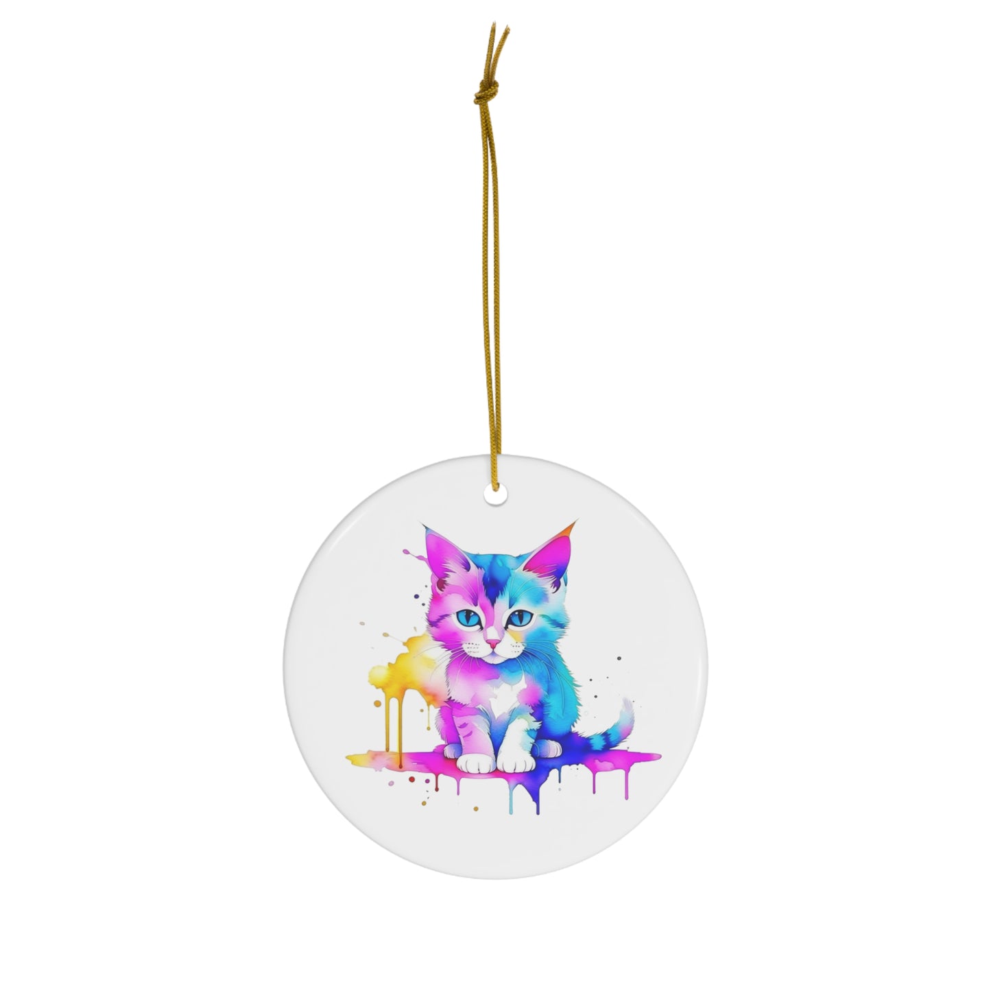 Vibrant Kitten Ceramic Ornament