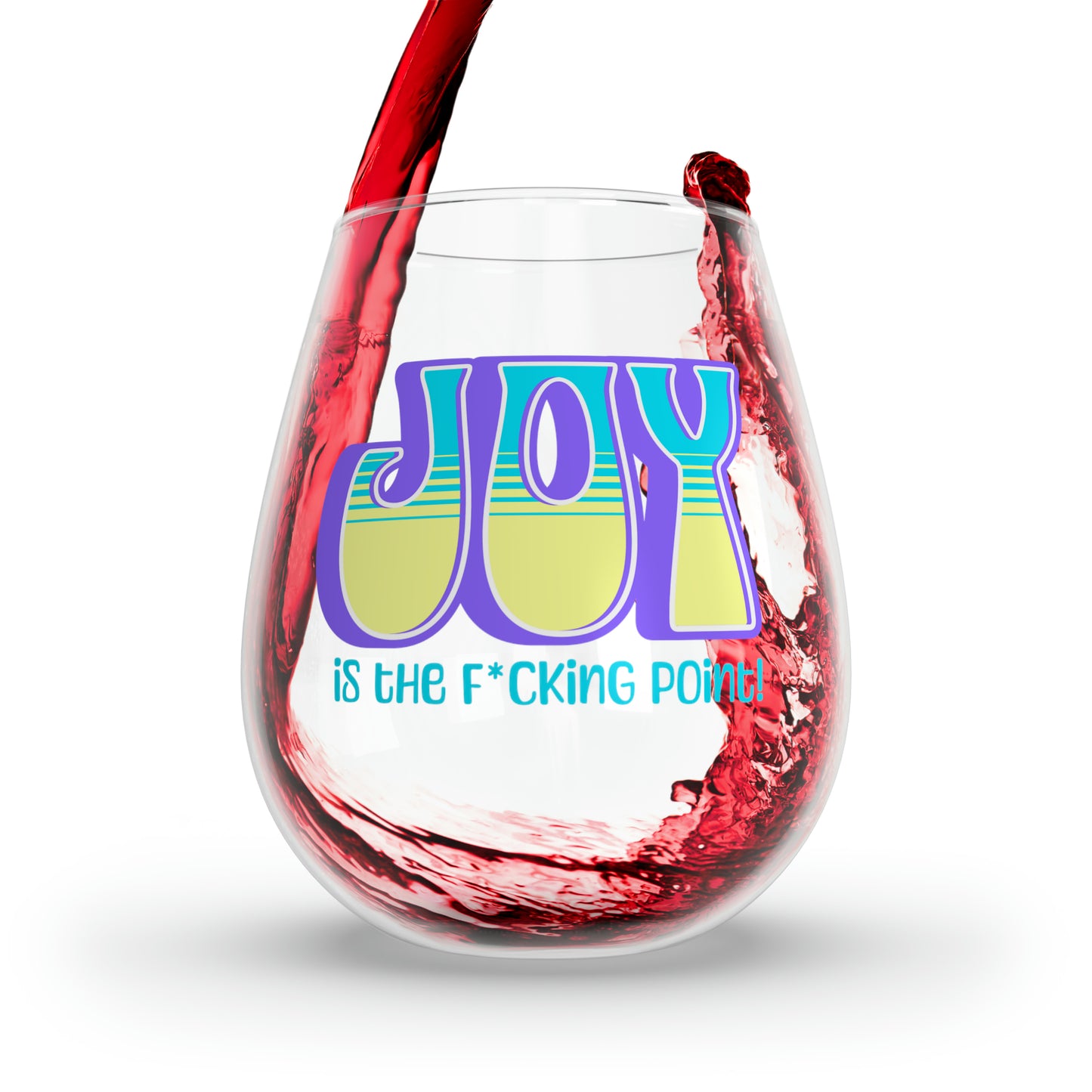 JOY (purple blue yellow) Stemless Wine Glass, 11.75oz