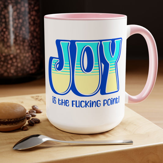 Blue Teal Yellow Joy Two-Tone Mug, 15oz