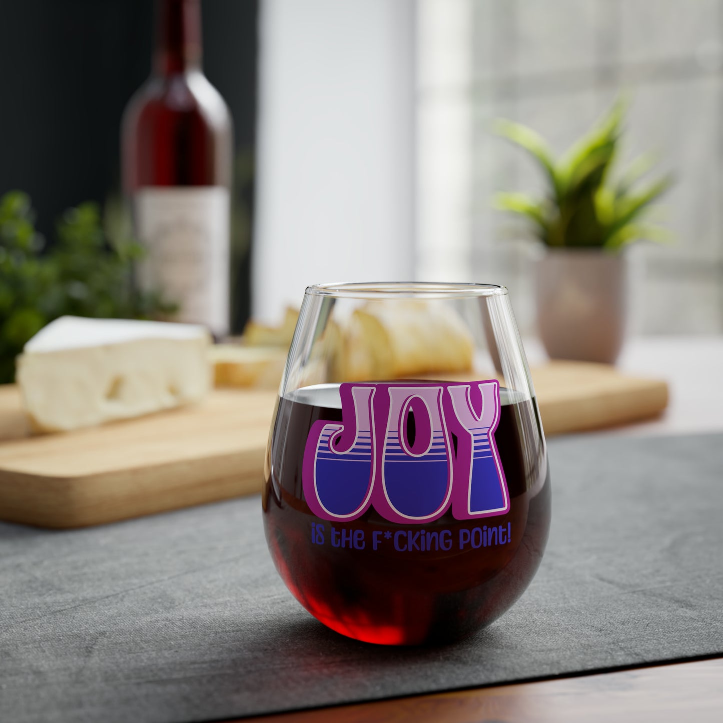 JOY (pink purple) Stemless Wine Glass, 11.75oz