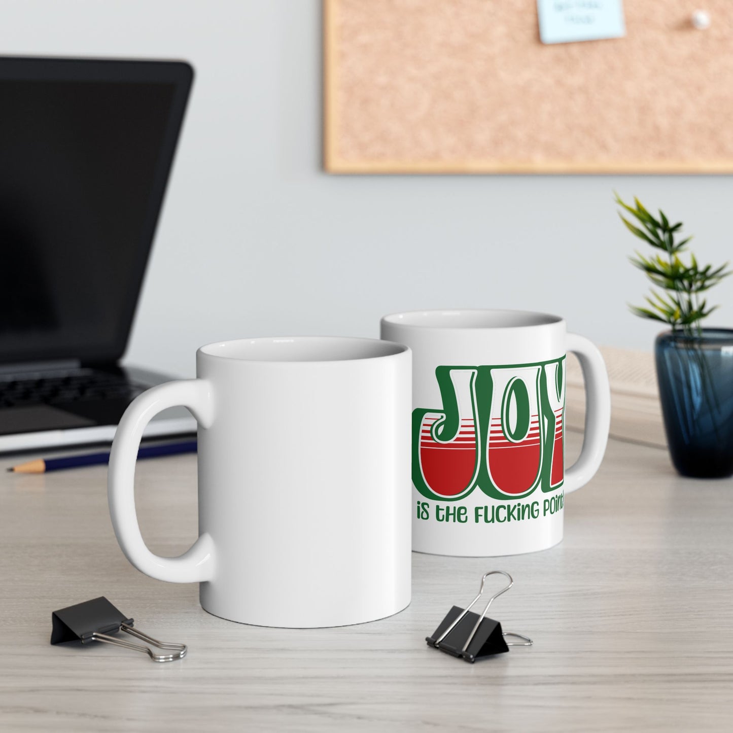 Green Holiday Joy Ceramic Mug, (11oz, 15oz)