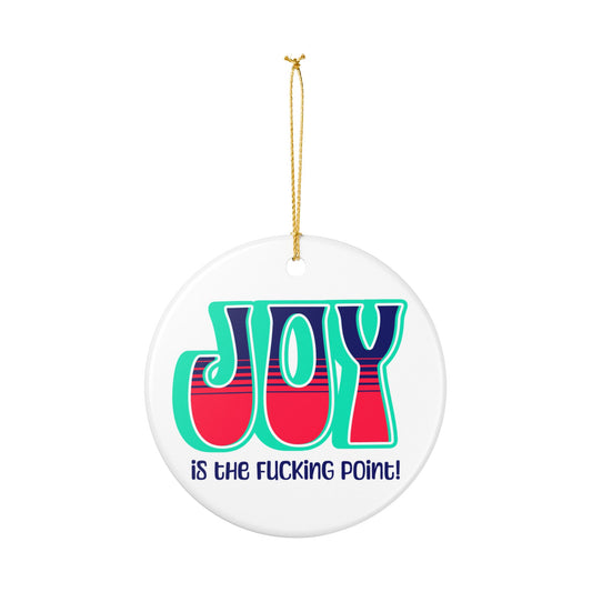 Teal Blue Red Joy Ceramic Ornament,  (explicit)