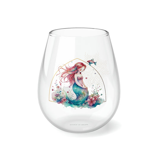 Mermaid Stemless Wine Glass, 11.75oz