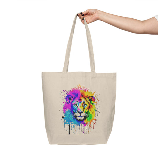 Vibrant Lion Canvas Shopping Bag