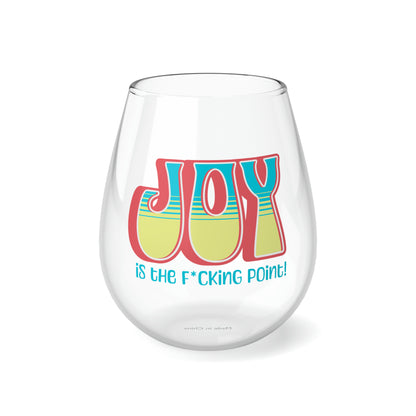 JOY (salmon blue yellow) Stemless Wine Glass, 11.75oz