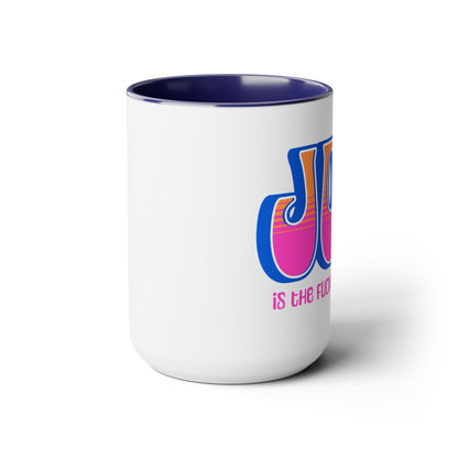 Blue Pink Orange Joy Two-Tone Mug, 15oz