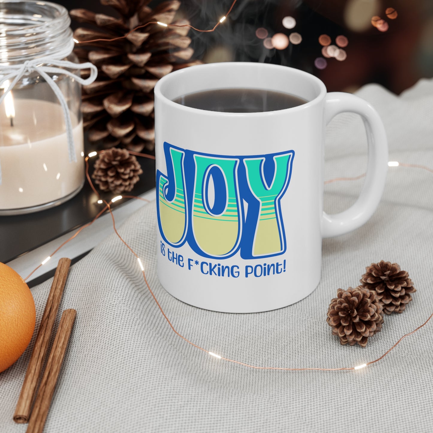 JOY (blue teal yellow) Ceramic Mug 11oz