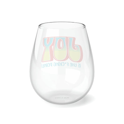 JOY (salmon blue yellow) Stemless Wine Glass, 11.75oz