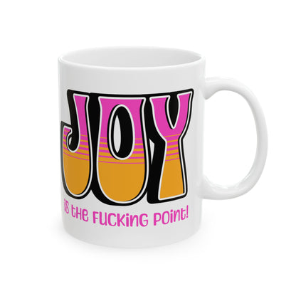 Black Pink Orange Joy Ceramic Mug, (11oz, 15oz)