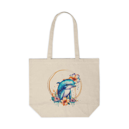 Golden Dolphin Canvas Shopping Bag