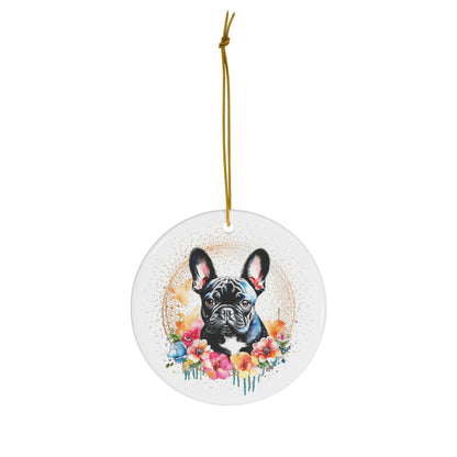 Black Frenchie Ceramic Ornament