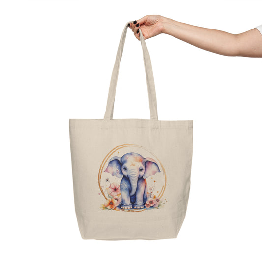 Golden Elephant Canvas Shopping Bag