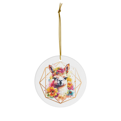 Golden Alpaca Ceramic Ornament