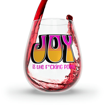 JOY (black pink orange) Stemless Wine Glass, 11.75oz