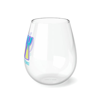 JOY (purple blue yellow) Stemless Wine Glass, 11.75oz