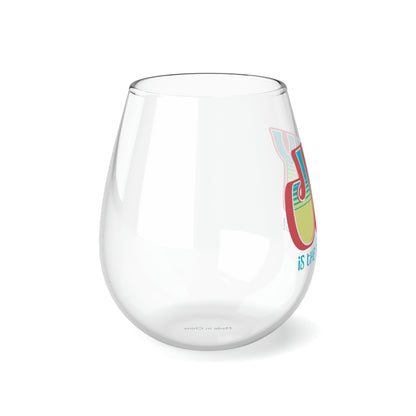 JOY (salmon blue yellow) Stemless Wine Glass, 11.75oz