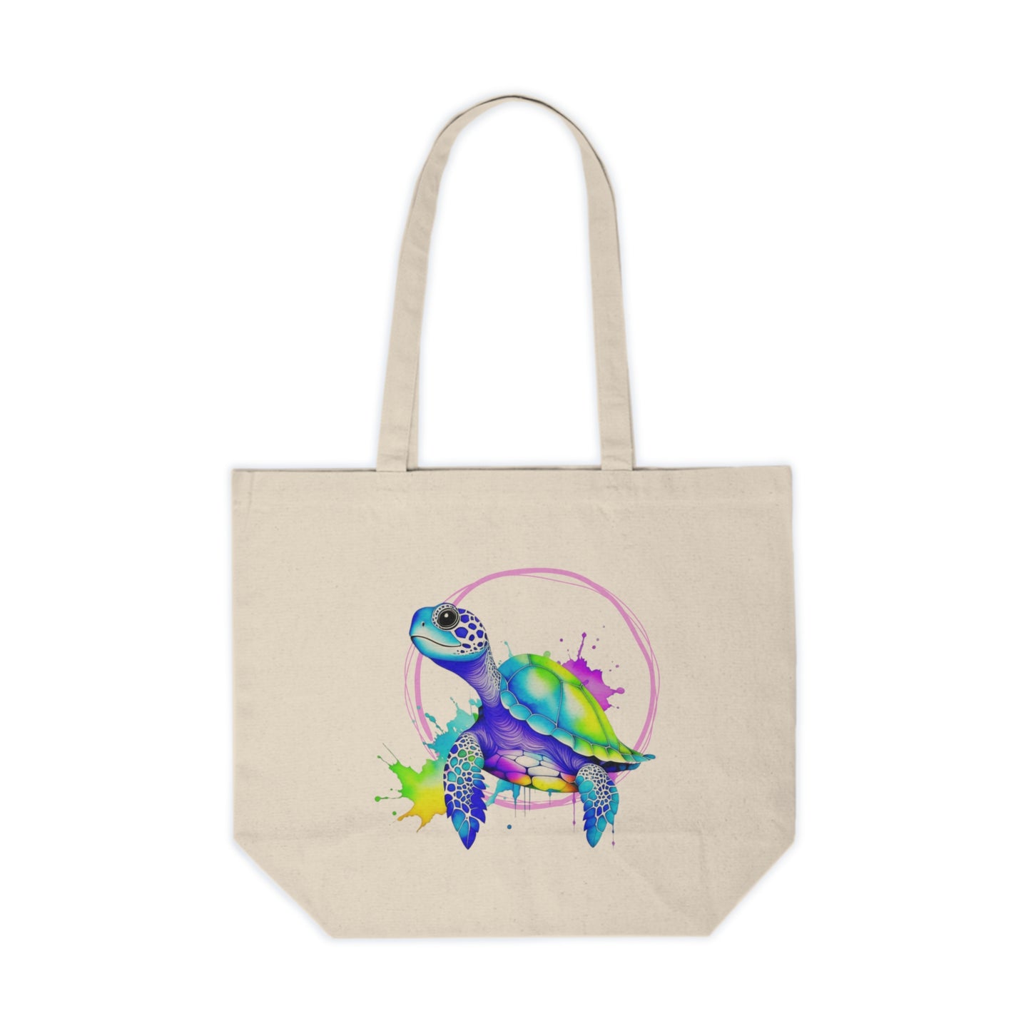 Vibrant Sea Turtle Canvas Shopping Bag