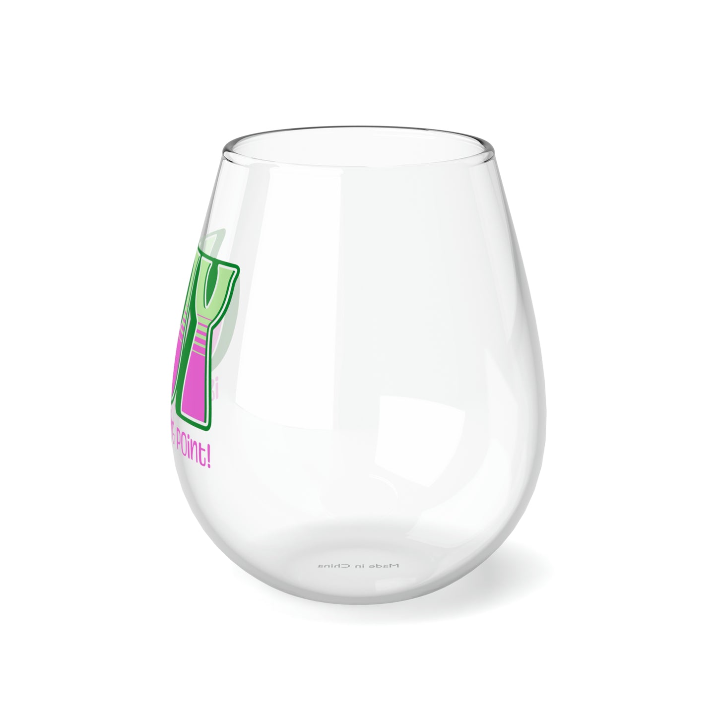 JOY (green pink) Stemless Wine Glass, 11.75oz