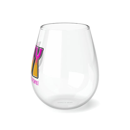 JOY (black pink orange) Stemless Wine Glass, 11.75oz