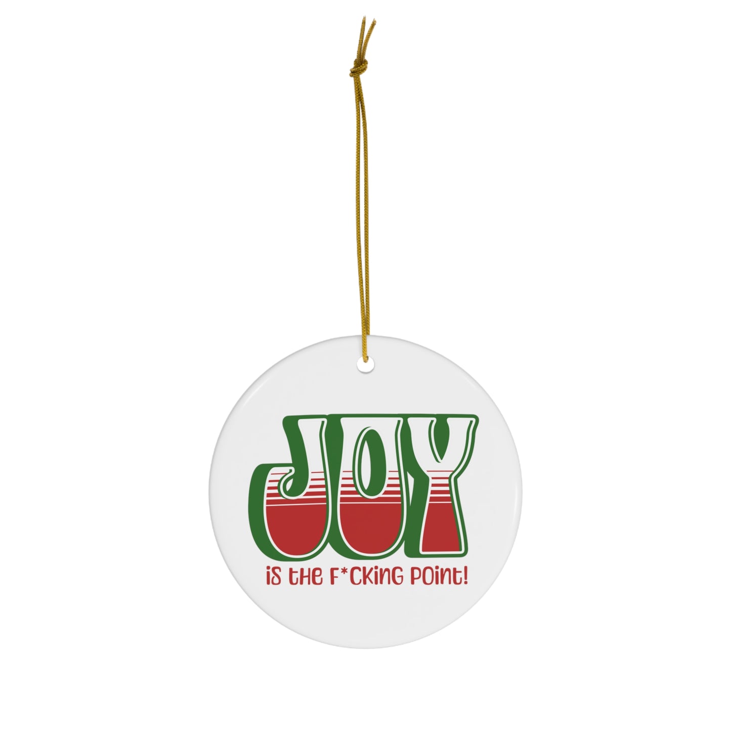 JOY (Green Holiday) Ceramic Ornament