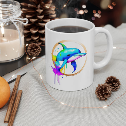 Vibrant Dolphin Ceramic Mug 11oz