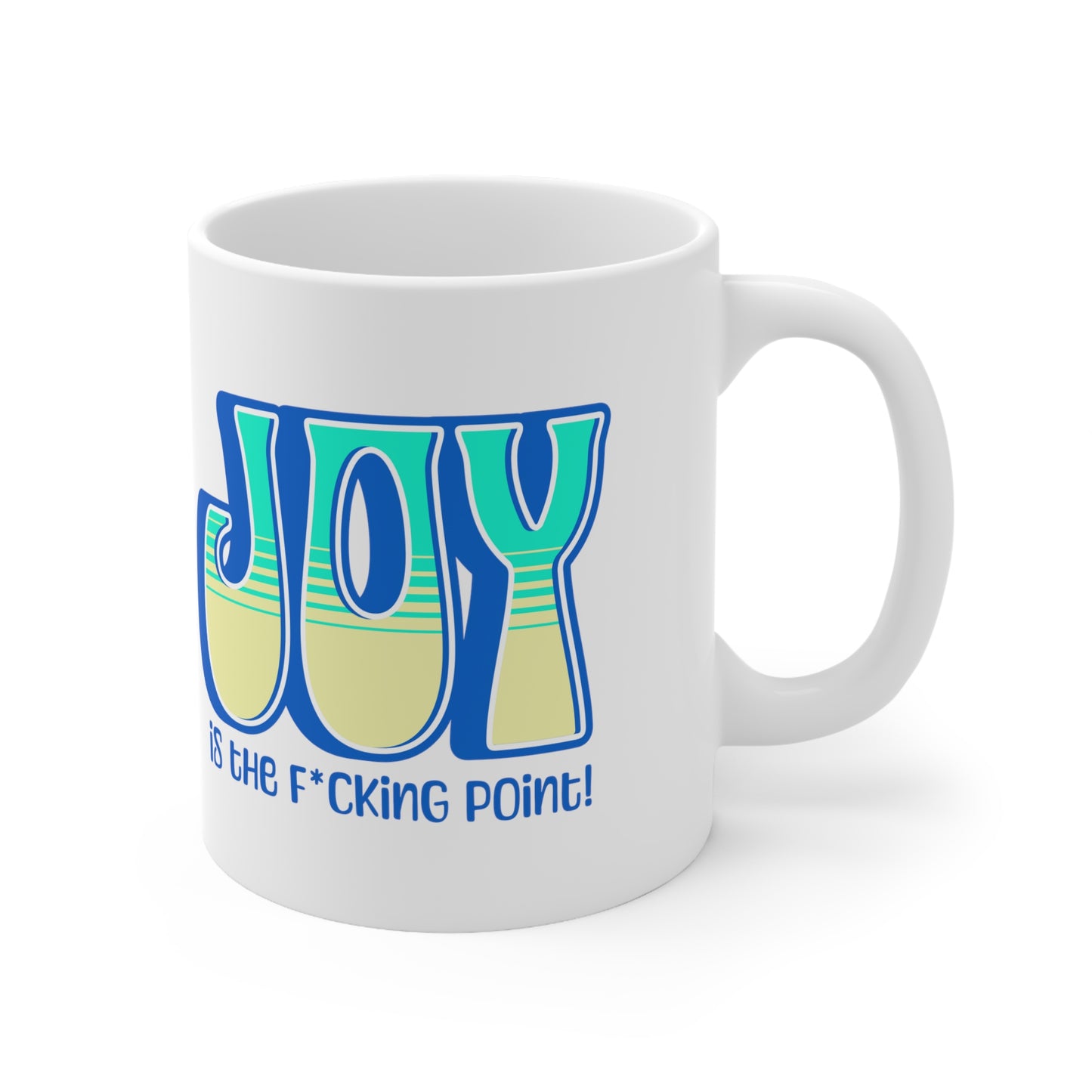 JOY (blue teal yellow) Ceramic Mug 11oz