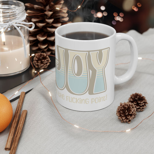 Tan Blue Joy Ceramic Mug, (11oz, 15oz)