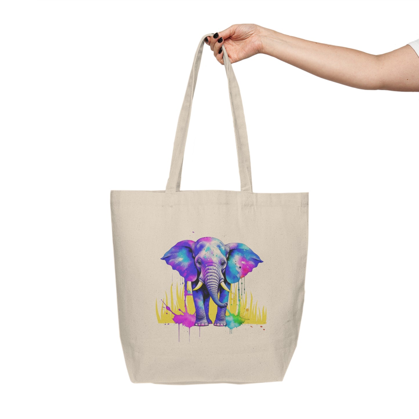 Vibrant Elephant Canvas Shopping Bag