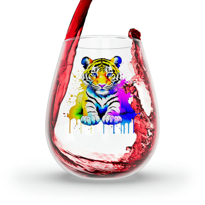 Vibrant Tiger Stemless Wine Glass, 11.75oz