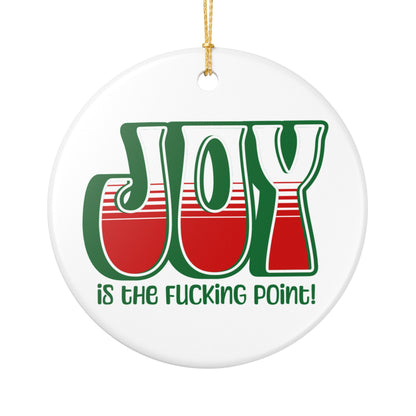Green Holiday Joy Ceramic Ornament,  (explicit)