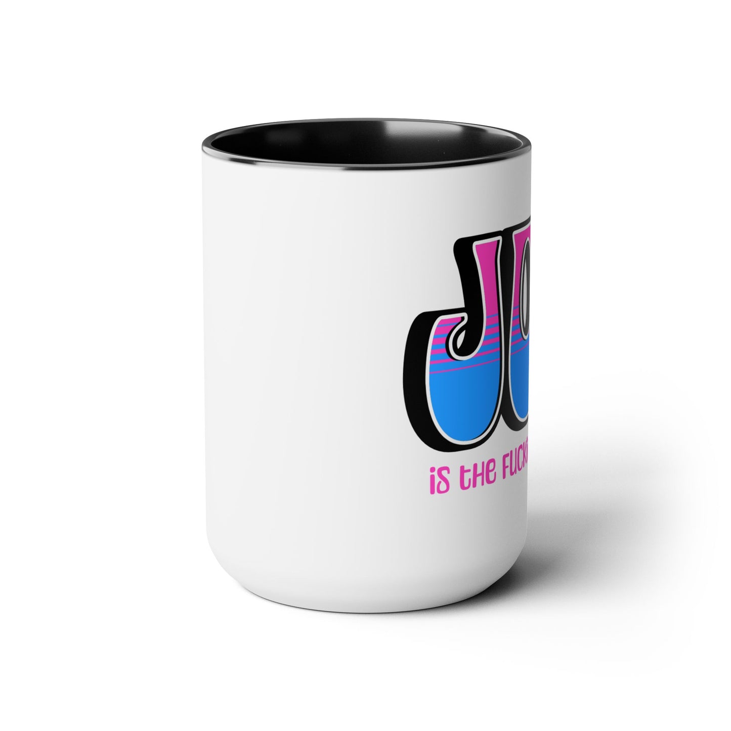 Black Pink Blue Joy Two-Tone Mug, 15oz