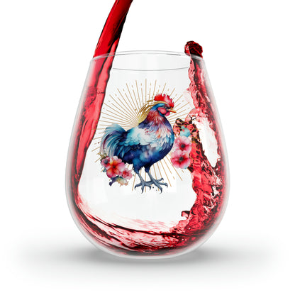 Golden Rooster Stemless Wine Glass, 11.75oz