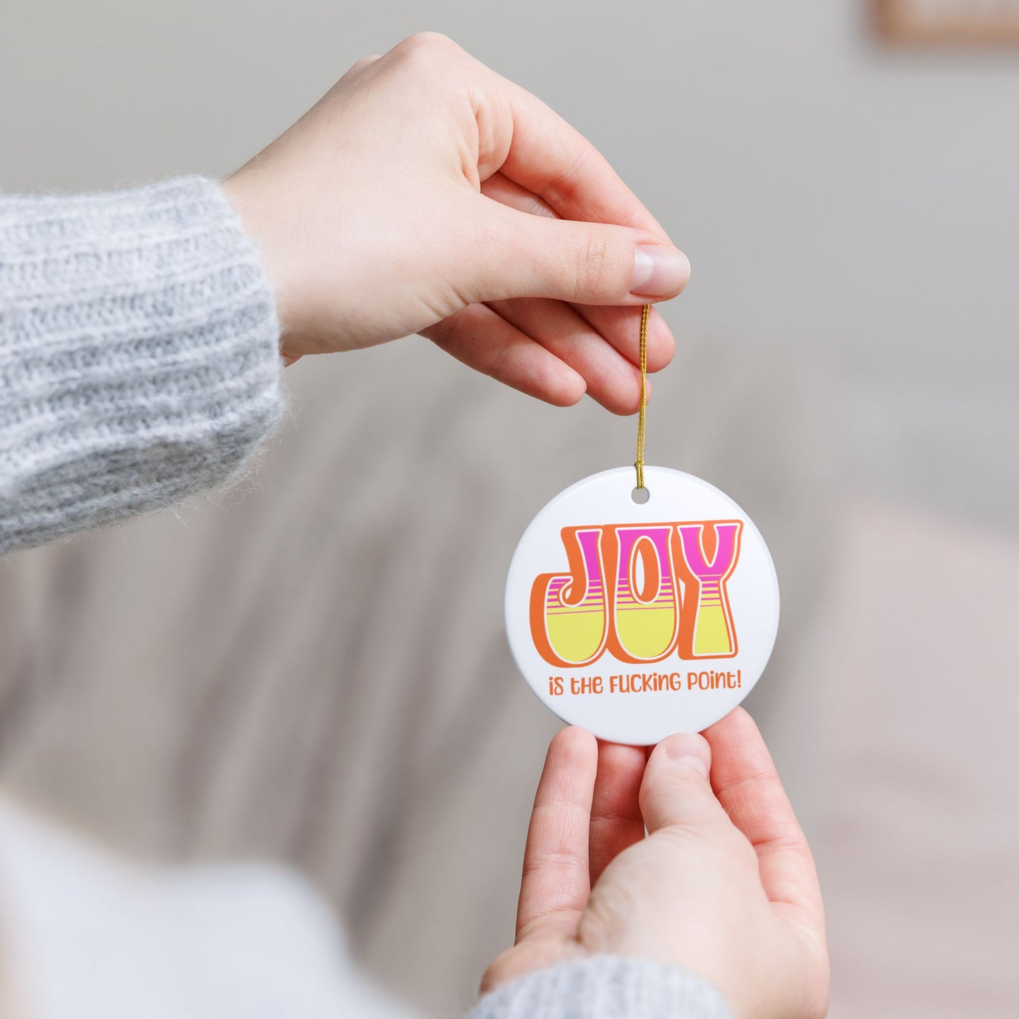 Orange Pink Yellow Joy Ceramic Ornament,  (explicit)