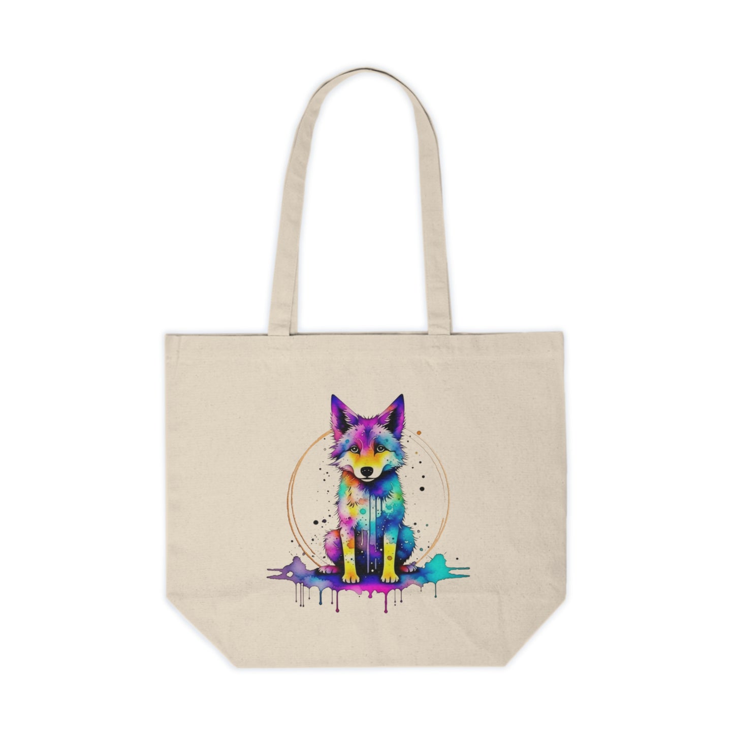 Vibrant Wolf Canvas Shopping Bag