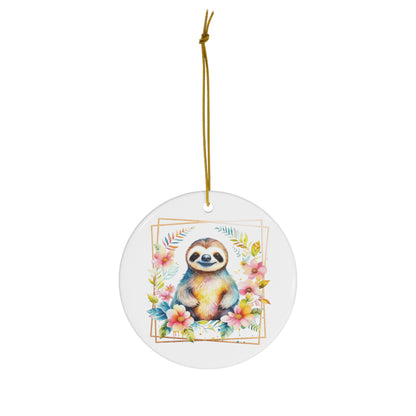 Golden Sloth Ceramic Ornament