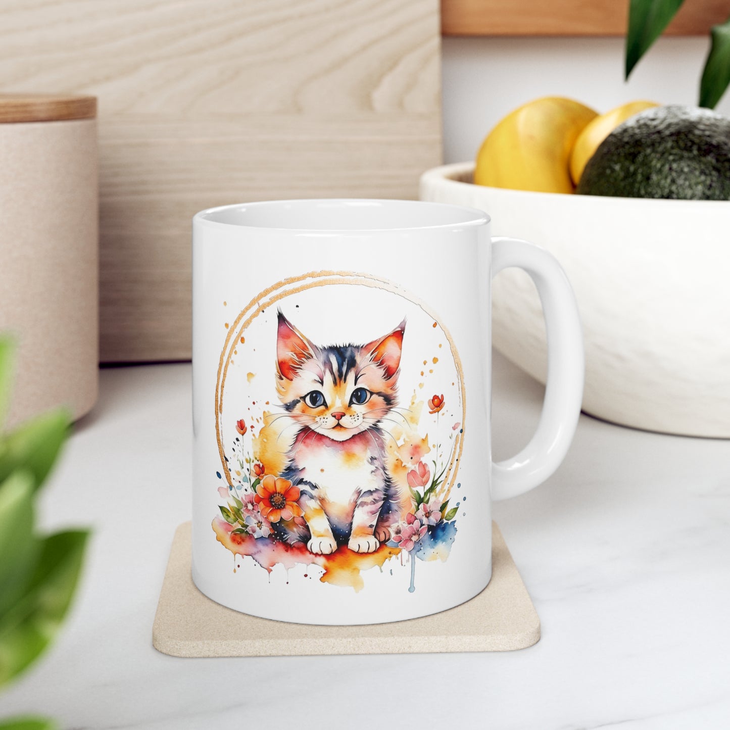 Golden Kitten Ceramic Mug 11oz