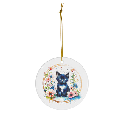Black Kitten Ceramic Ornament