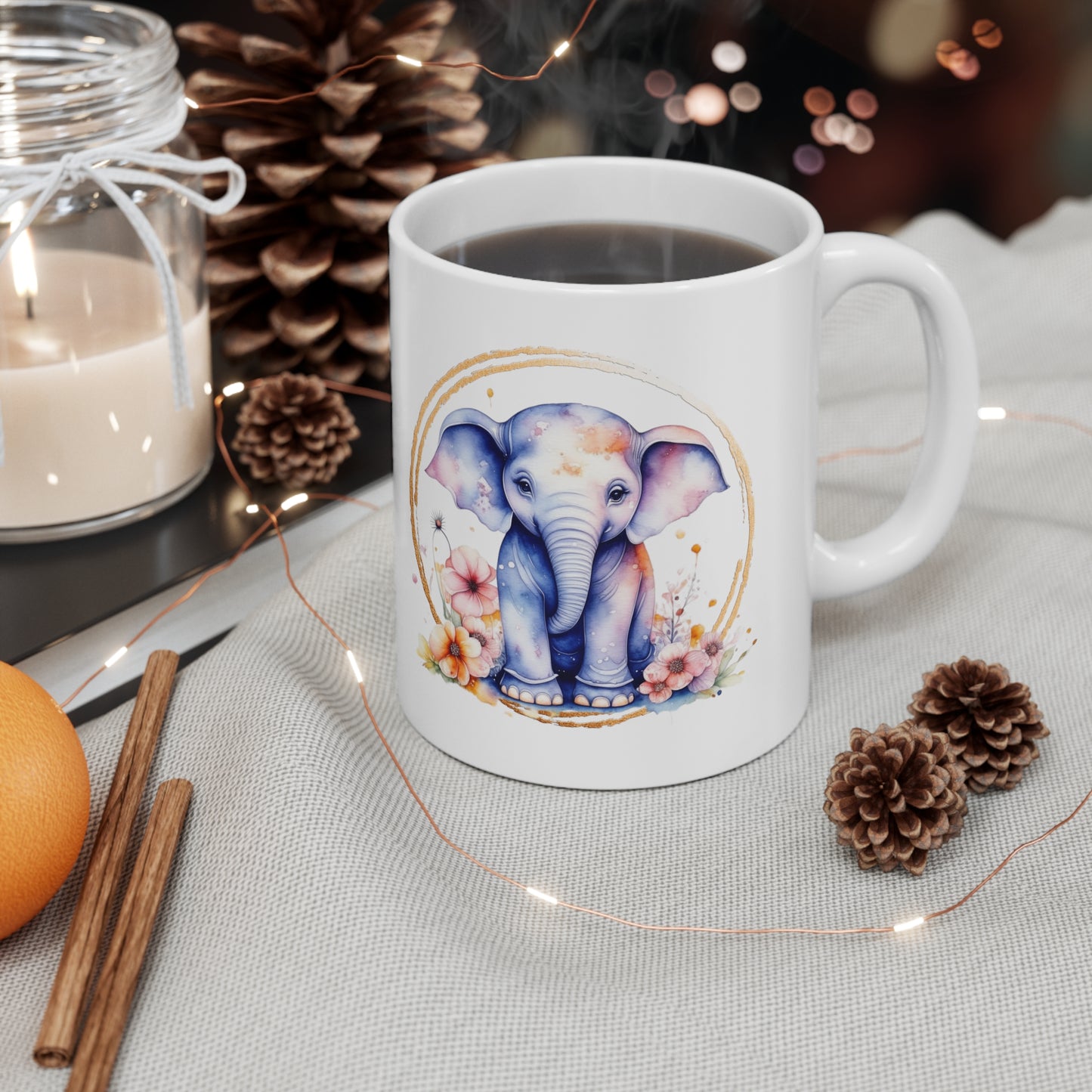 Golden Elephant Ceramic Mug 11oz