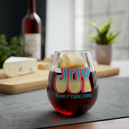 JOY (salmon blue yellow) Stemless Wine Glass, 11.75oz