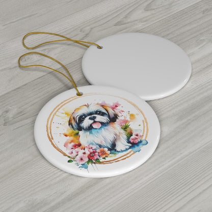 Golden Shih Tzu Ceramic Ornament