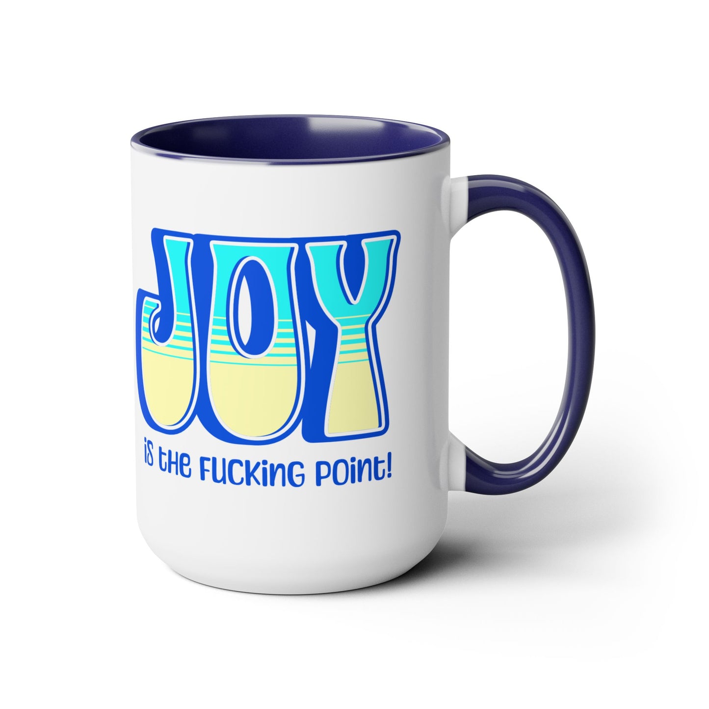 Blue Teal Yellow Joy Two-Tone Mug, 15oz