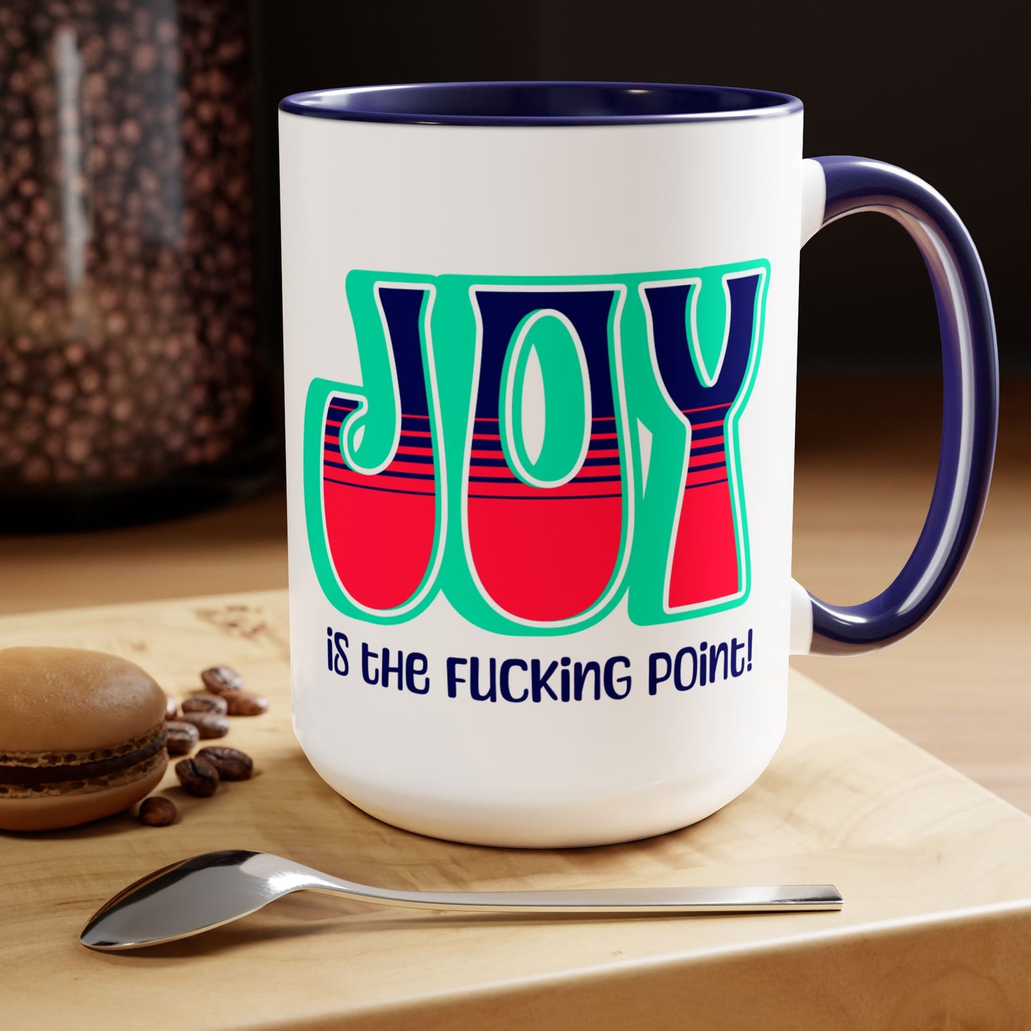 Teal Blue Red Joy Two-Tone Mug, 15oz