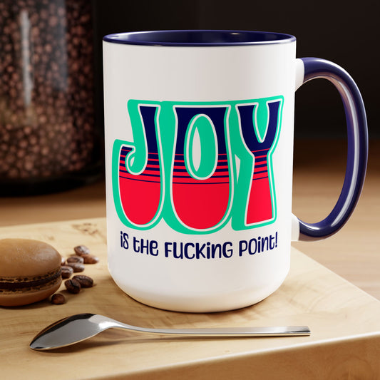 Teal Blue Red Joy Two-Tone Mug, 15oz