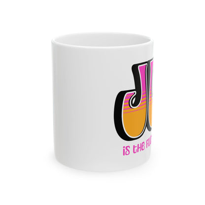 Black Pink Orange Joy Ceramic Mug, (11oz, 15oz)